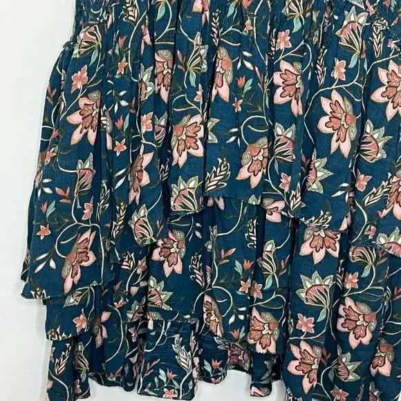 WILLIAMRAST Women Ruffle Mini Dress Layered Floral Green Size XXL Sleeveless Tie - Picture 7 of 13